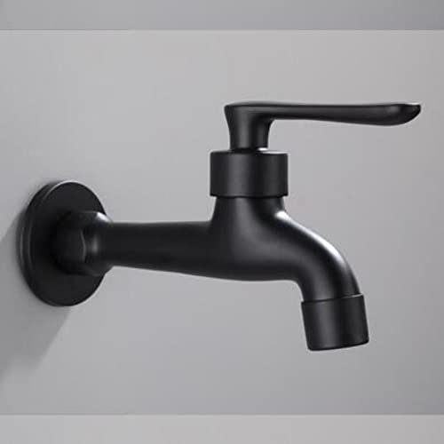 Badezimmer schwarz Single Kaltwasserhahn Wand Waschmaschine Einzelhahn Kaltwasserhahn Garten schwarzer Wasserhahn, A LONG