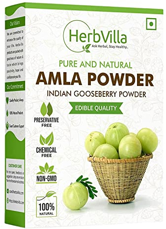 QURA Amla - Polvo de grosella espinosa india para el crecimiento del cabello (250 gramos), color negro, beber y comer