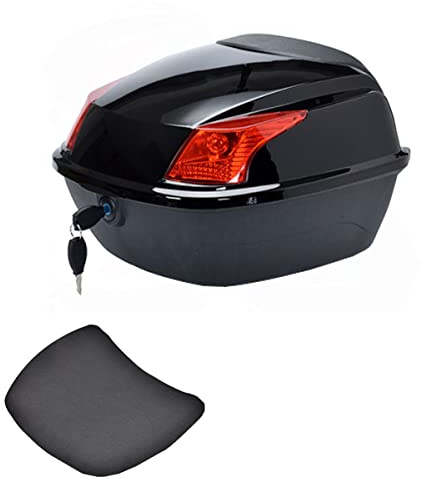 JUNNIU Monolock-Topcase mit Platte 44 l, Motorrad-Kofferraum, Heckbox, Motorrad-Aufbewahrungsbox, Gepäck, Kofferraum, wasserdicht, 39 x 39 x 29 cm/15 x 15 x 11 Zoll/ID 89 x 20 x 1 m Decoration