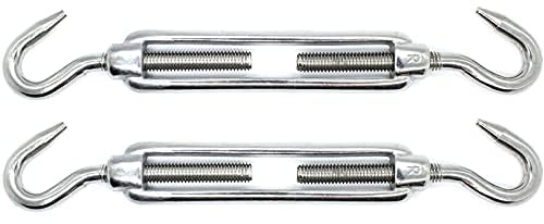 M5 x 70mm Hook & Hook Turnbuckles Wire Tensioner Strainer Closed Hook Threaded Hook A4 Marine Grade Stainless Steel (Pack of 2) - X05B 5x70_2
