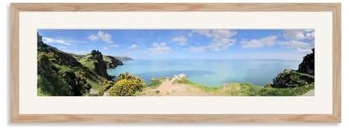 36x16 Oak Panoramic Picture Frame Wide Panoramic Thin Photo Frame with MDF Wood & Clear HD Perspex