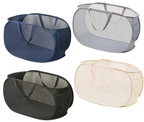 LATERONON 4 Pcs Collapsible Laundry Baskets, Opening Laundry Hamper, Foldable Laundry Basket, Dirty Clothes Basket for Clothes & Home Organization