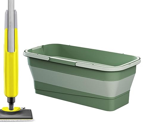 Teksome Cubo Plegable para fregona | Cubo Plegable de Silicona para fregona de Limpieza - Cubo Plegable Rectangular portátil para Lavado de Autos para Patio, Camping, jardín, lavadero, baño