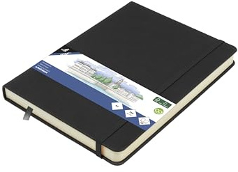 Kangaro Art Skizzenbuch A5 schwarz PU Hardcover 80 Blatt 140 Gramm cremefarbenes Papier