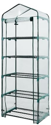 Top Home Solutions® Mini Greenhouse - 5 Tier Cold Frame With Clear PVC Cover, Roll-Up Zipped Door - Portable Greenhouse For Plants And Seedlings - Perfect for Outdoor Garden and Home