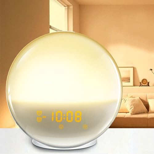 Lioaeust Radio-Wecker, Natur-Wake-Up-Lichtwecker mit Sonnenaufgang/Sonnenuntergangs-Alarmen, FM-Radio-Nachtlicht für Zuhause, Büro, Schlafzimmer Dekor, 43885M9F53228W500J0X9B8