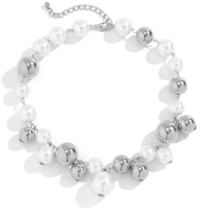 Hokech Goth Acrylic CCB Big Ball Bead Chain Necklace for Women Wed Vintage Imitation Pearl Clavicle Chain Grunge Jewelry Steampunk Men