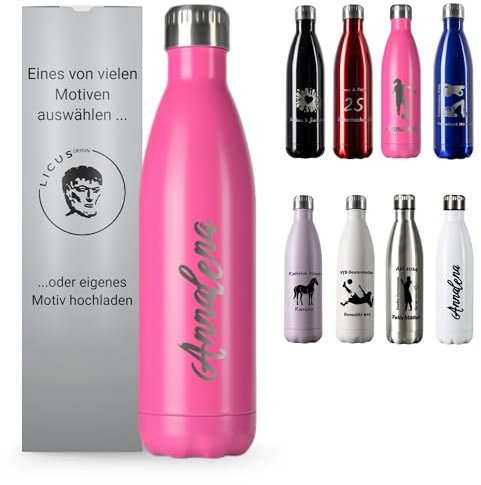 LicusDesign Thermosflasche mit Gravur 750 ml - Personalisierte Trinkflasche mit Namen und Motiv, Thermoskanne selbst gestalten - Thermosflasche für Kinder und Erwachsene
