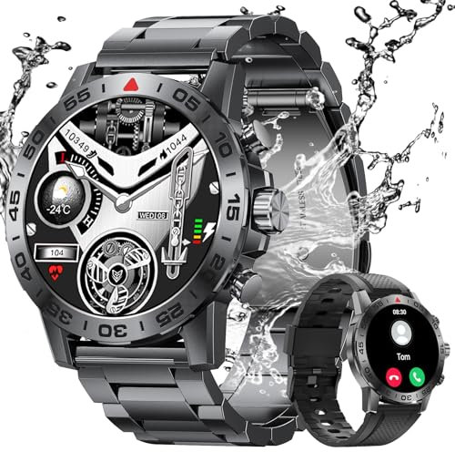 TIFOZEN Smartwatch Uomo, 1,39 Militare Orologio con Effettua/Risposta Chiamate, 110+ Sportive Rilevatore Attività, Cardiaca/SpO2/Sonno Monitor, IP68 Impermeabil Fitness Watch per iOS Android, Nero
