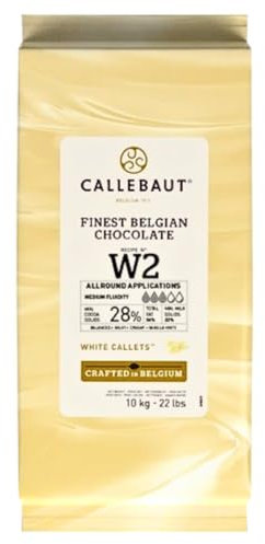 Callebauts W2 Belgian White Coverture Chocolate 10 KG Callets Melting Chocolate For Fountain (White 1x10kg)