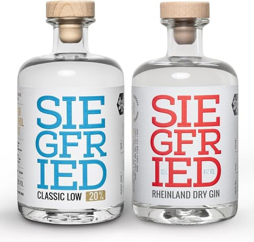 Siegfried Rheinland Dry Gin und Classic Low Set | Weltweit ausgezeichneter Premium Gin | Micro-batch Gin mit 18 Botanicals | 41%/20% | 2 x 500ML