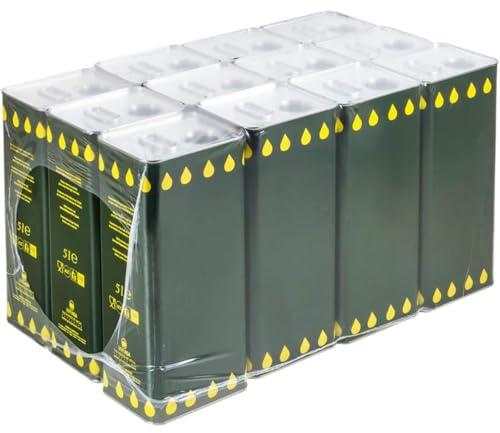 LoviStore Lattina Olio 5lt 12 Pezzi Contenitore con Tappo Ermetico e Manico Latta Rettangolare Verde in Metallo Tanica Ideale per Olio d'Oliva Extravergine Made in Italy