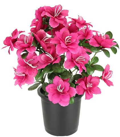 Flair Flower Kunstblume Azaleen im Topf 29cm Rhododendron Blumen künstlich Seidenblume Dekoblume Floristik Topfpflanze Blühende Pflanze Blume Kunstpflanze Blumendeko Tischdeko Zimmerpflanze, Azalee