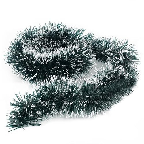 Ghirlanda natalizia da 10 m, per albero di Natale, ghirlanda per scale, Natale, ghirlanda di abete artificiale, per matrimoni, esterni, scale, verde, bianco