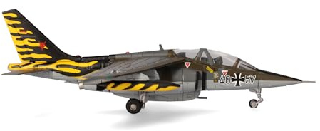 Herpa Modellflugzeug Luftwaffe Alpha Jet A - Fighter-Bomber Wing 43 (JaboG 43), Oldenburg - NATO Tiger Meet 1991 Miniatur im Maßstab 1:72, Sammlerstück, Modell mit Standfuß, Metall