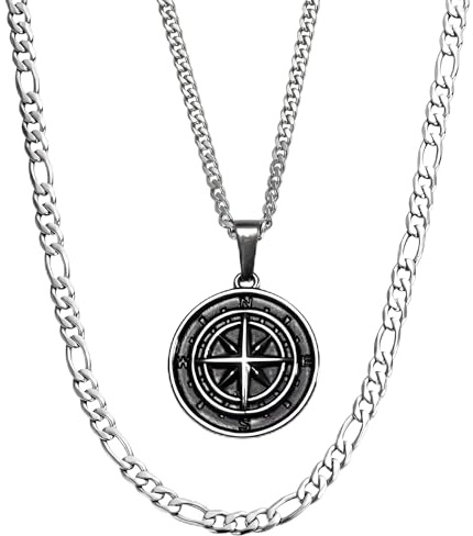DVRK® 2er Pack Kette Silber Herren oder Goldkette - Silberkette Herren Wasserfest & Schweißresistent - Halskette Edelstahl 316L - Kreuz, Figaro, Kubanische, Goldr