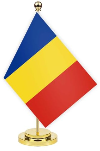 Romania Desk Flag,12 inch Small Romanian Indoor Banner,Small Printing Decor For Office Home Classroom Table