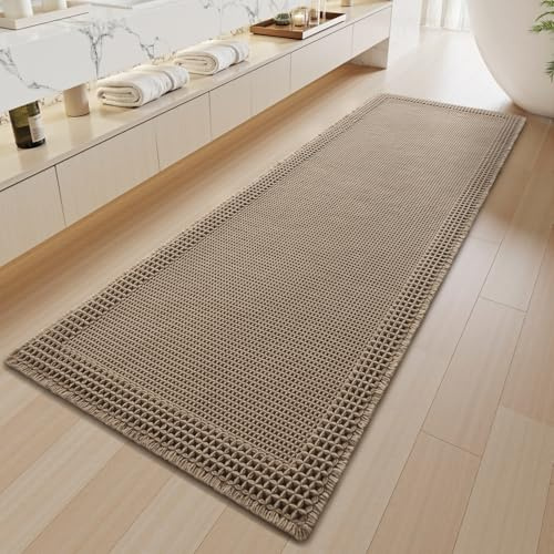SIXHOME 40 * 60cm Braun Langer Flur Teppich Läufer Teppichläufer Weich Flurläufer rutschfest Lang Küchenteppich Waschbar Teppich Läufer für Küche Wohnzimmer