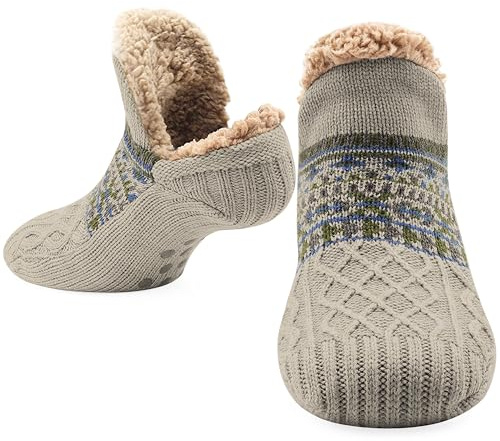 CityComfort Chausson Chaussette Homme Ado Chaudes, Chaussettes Fantaisie Fourrées Polaire Antidérapantes, Cadeau pour Homme