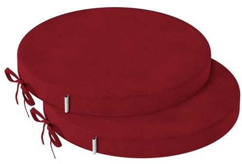 PRIMEPATIO Round Dining Chair Seat Cushions Set Of 2, 40x40cm, Red