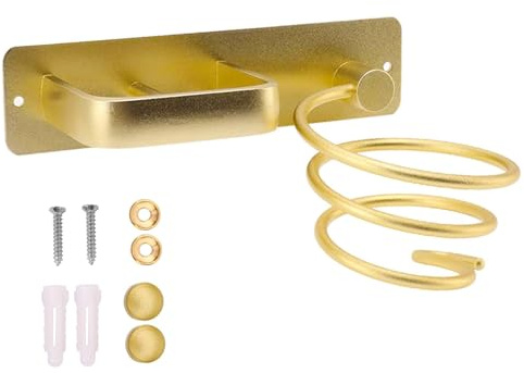 Geichan Straightener & Hair Dryer Holder Wall Mounted,Bathroom Hair Styling Care Tool Organizer,Multi-Functional Space Saving Storage Bracket For Dressing Table Bathroom Professional Gold Brass