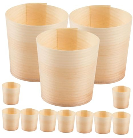 ULTECHNOVO 50pcs Wooden Mug Round Wood Containers for Snack Cups Appetizer Containers Beverage Drinking Cups for Party Buffet
