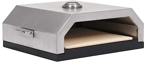 Four à pizza avec pierre en céramique pour barbecue à charbon à gaz, acier inoxydable et base émaillée, idéal pour le jardin et la terrasse, parfait pour les amateurs de pizza