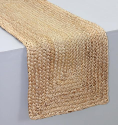 Craft Trade Tischläufer aus natürlicher Jute, geflochten, handgewebt, rustikal, Boho, Vintage, Esstisch, Mittagessen, Läufer für Hochzeiten, Partys, Bauernhaus, Abendessen und Küche, rechteckig, 33 x