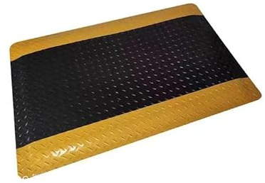 Tapis de Bureau Ergonomique Anti-Fatigue (1 pièce) - Noir et Jaune, Extra épais (2/2,5/3 cm), Longueur de 60 à 3 m for Un Confort Optimal au Travail.(2.5cmx150x460cm)