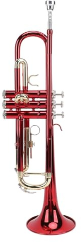 POENVFPO Professionelle B-Trompete aus Ni Brass mit Goldenen Klappen, Tragetasche und Diamantpoliertem Mundstück für Anfänger, Bands und Musikdarbietungen