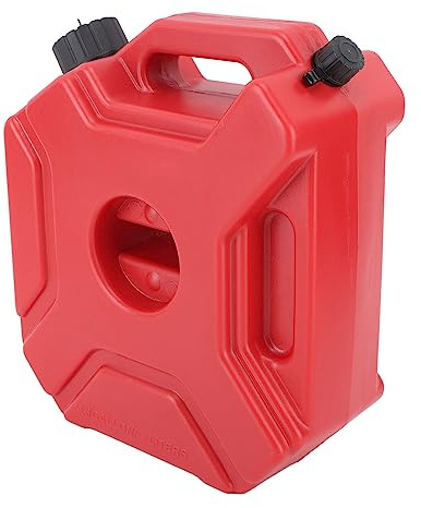 Tbest Tanque 5L de Gran Capacidad Portátil ABS Rojo Contenedor de Almacenamiento de Gasolina para Coches Motocicletas UTV ATV Vehículos Todoterreno (con Soporte)