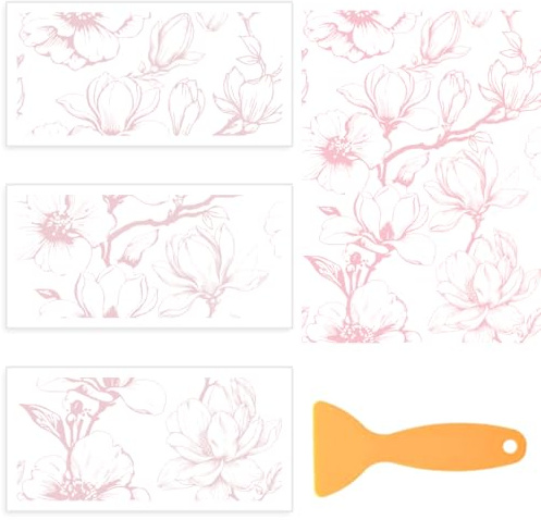 BEUNITONE 3 papeles pintados para despegar y pegar, papel de contacto floral blanco y rosa, ideal para decoración de paredes de dormitorio y cajones de gabinetes