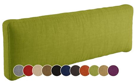 sunnypillow Cuscino-schienale 120 x 40 cm - Cuscini per divano in pallet per casa e giardino - impermeabile e resistente ai raggi UV - fodere asportabile e lavabile - Esterno, schiuma fredda - verde
