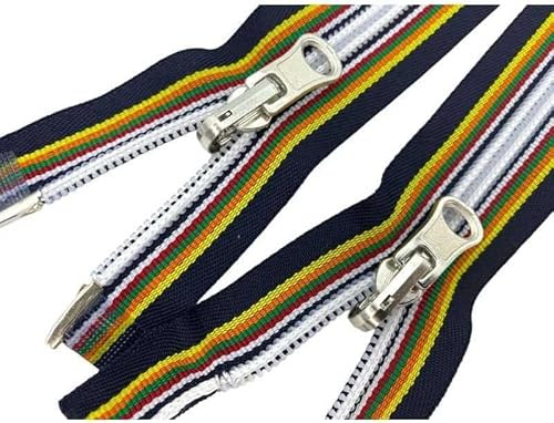 AMANTE NSF - Cerniera Multicolor con 2 Cursori Reversibili Metallo Argento, Zip a Spirale in Nylon per Riparazione Giubbotti e Giacche (70)