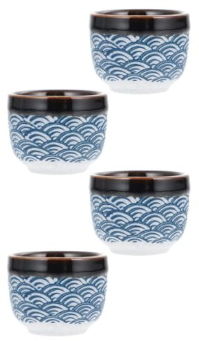 ASAKKURA Set di 4 Bicchieri di Ceramica Tradizionali per Sake Giapponese da 35ml, Adatti per Acqua Calda, Utili e Pratici, per Uso Domestico e caffè
