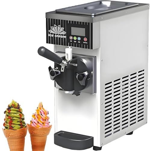 GLBMXDD Commercial Ice Cream Maker Machine, 4.5L Ice Cream Machine with Pre-Cooling, Auto Clean, 450W Single Flavor Commercial Soft Ice Cream Maker, LCD Touch Panel Cream Off-White