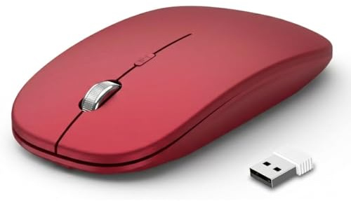 Wireless Mouse for Laptop, 2.4GHz Slim Mouse with USB Receiver, Portable Computer mouse with USB Receiver for PC Laptop, Small Pocket Compact Travel Mice Optical Cordless mouse (Red)