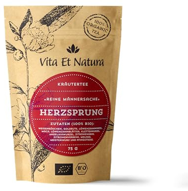 Vita Et Natura® BIO Herzsprung – Männertee mit Weideröschen | Geprüfte Rezeptur mit Weidenröschen und Maca – 100 % biologisch, naturbelassen und handgemacht für höchste Qualität