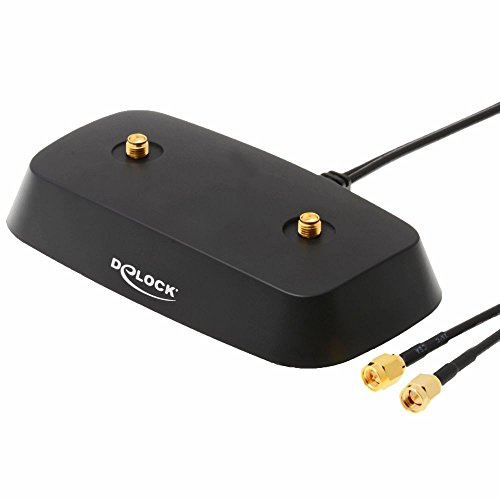 DELOCK Antennen LTE MIMO Standfus 2x SMA Buchse schwarz low loss