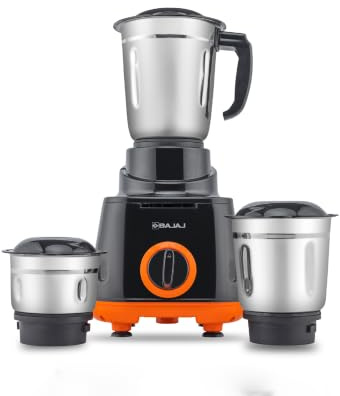 Bajaj Rex Indian Mixer Grinder 500W|Mixie For Kitchen With Nutri-Pro Features White|3 SS Mixer Jars For Heavy Duty Grinding|Extra International Adaptor|1 Month Warranty|2 Year Motor Warranty