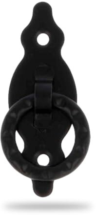 Amig - Poignée Verticale - Modèle 1001 - Acier - Quincaillerie Rustique - 28 x 80 x 1.5 mm - Avec Anneau et Plaque Pointillée - Finition : Noir