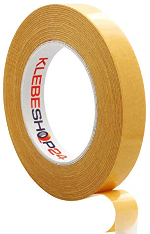 Klebeshop24 Klebeband doppelseitig einseitig ablösbar 9 mm x 50 m | aus transparenter PE-Folie