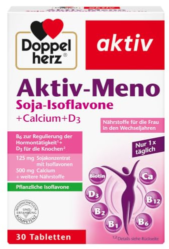 Doppelherz Aktiv-Meno | Für die Frau in den Wechseljahren - Mit pflanzlichen Soja-Isoflavonen, Calcium und Vitamin D3 - 30 Tabletten