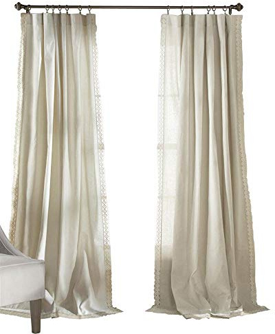 Lush Decor Rosalie - Set di tende da finestra, stile rustico, per soggiorno, sala da pranzo, camera da letto, 274,3 x 137,2 cm, colore: avorio, 54 x 108 cm