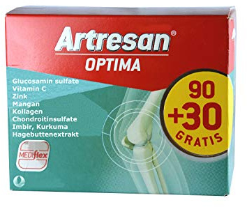 Artresan optima Gelenke, 120 Kapseln, 9 Inhaltstoffe: u.a. Glucosamin, Kollagen, Vit. C, Ingwer, Hagebutte, über einen Monat Packung, gelenk, orton flex, gelenkkapsel