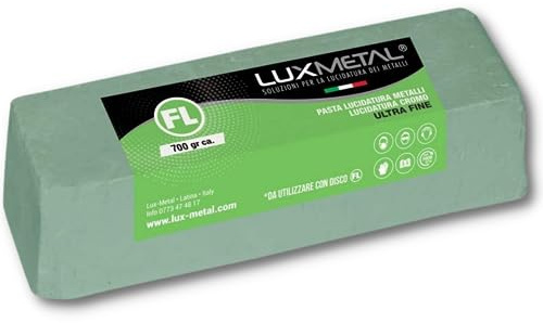 Lux Metal - Pate A Polir Abrasive Ultra Fine Vert 700 g De Polissage Metal Acier Inox Alu Pour Aluminium Laiton Nettoyage Cuivre Or Argent Polish Chrome Plexiglass Resine Epoxy Plastique Couteau