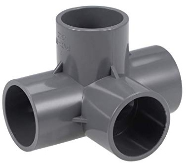 Codo de 4 vías Montaje de tubería de PVC Muebles de grado 32mm Tamaño Accesorios de esquina en T gris 10Pcs