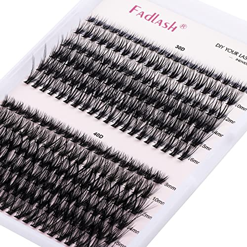 Wimpern Einzeln Cluster für Wimpernverlängerung 30D 40D 0.07 D Curl Mix 8-16mm Individuelle Cluster Künstliche Wimpern Wimpernbüschel für Anfänger(30D+40D-0.07-D, 8-16mm)