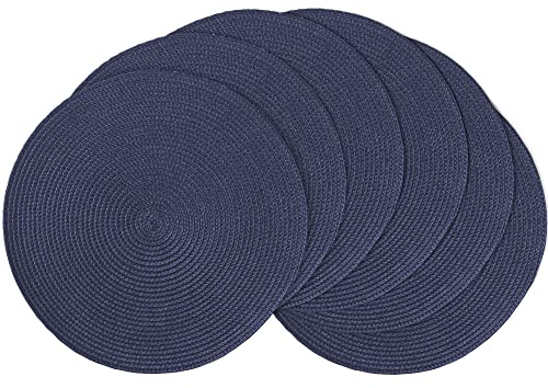 Runde Platzdeckchen, 6 Stück, blau, 36 cm, waschbar, Küchentisch, Platzsets für Urlaub, Party-Dekoration