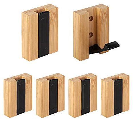 JSVER Porte Manteau Mural 6 Pcs Bambou Crochet Pliable Pour Suspendre Écharpes, Sacs à Main et Autres